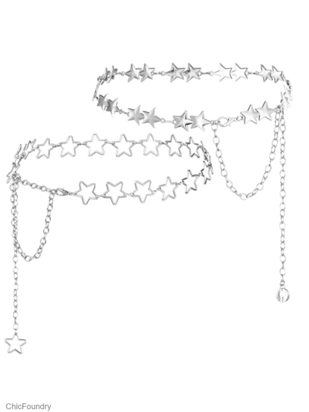Adjustable Star Chain Waist Belt for Women Y2K Metal Body Chain Punk Festival